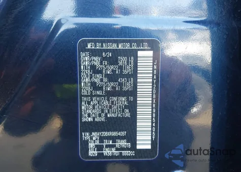 2024 Nissan Armada Platinum 4Wd from USA, damaged, VIN JN8AY2DBXR9854057